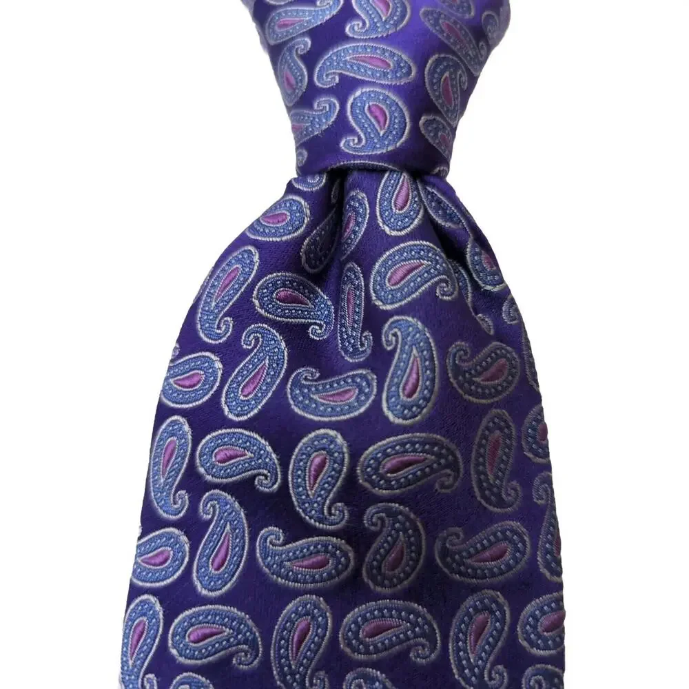 Ted Baker London Men's Paisley Necktie Pink Purple 100% Italian Silk 59" X 3" - Picture 1 of 4
